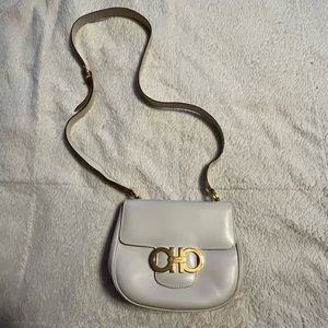 Salvatore Ferragamo white leather crossbody bag